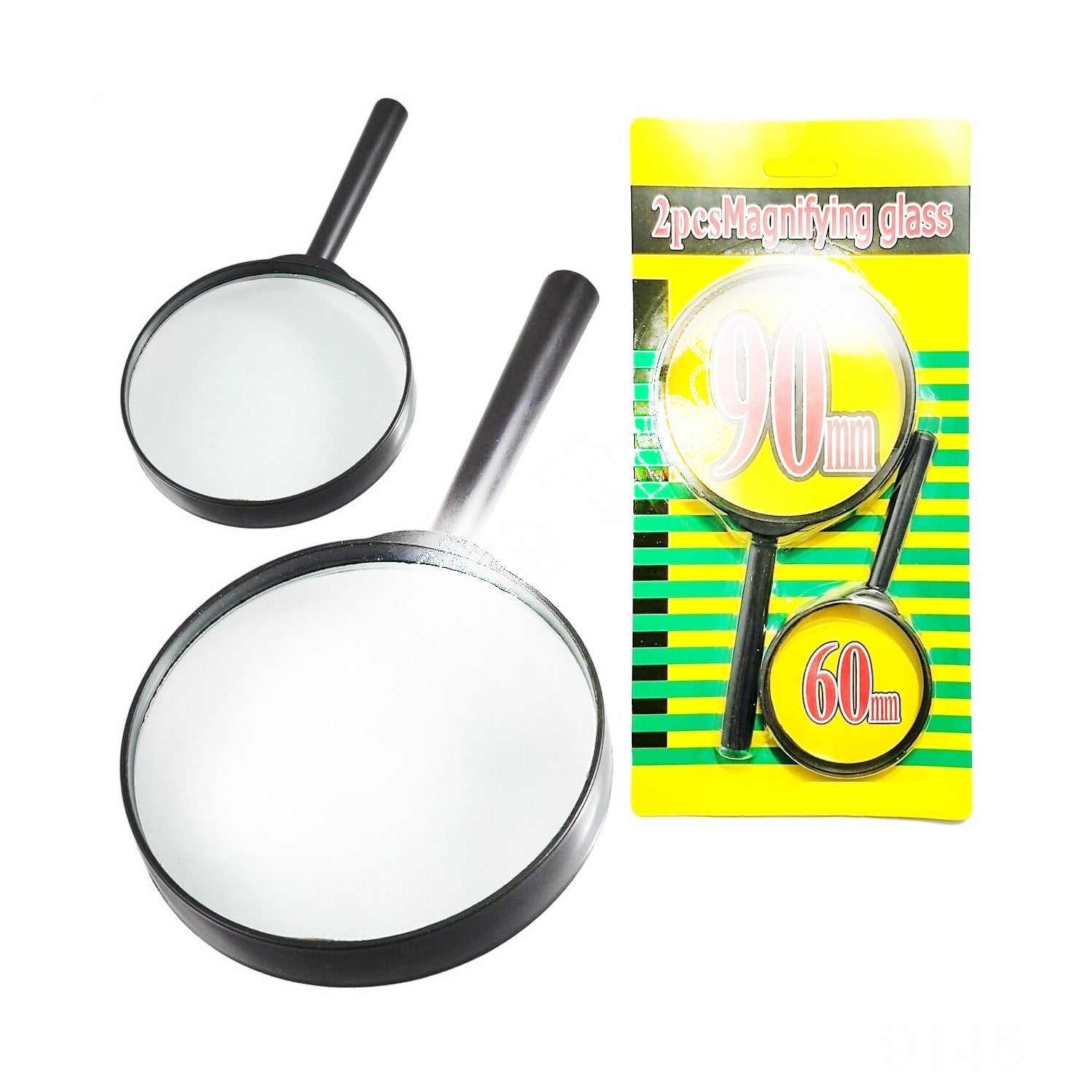 9145 Magnifying glass Lens - reading aid made of glass - real glass magnifying glass that can be used on both sides - glass breakage-proof magnifying glass, Protect Eyes, 90mm & 60mm (2pc Set) 9145 Magnifying glass Lens - reading aid made of glass - real glass magnifying glass that can be used on both sides - glass breakage-proof magnifying glass, Protect Eyes, 90mm & 60mm (2pc Set)